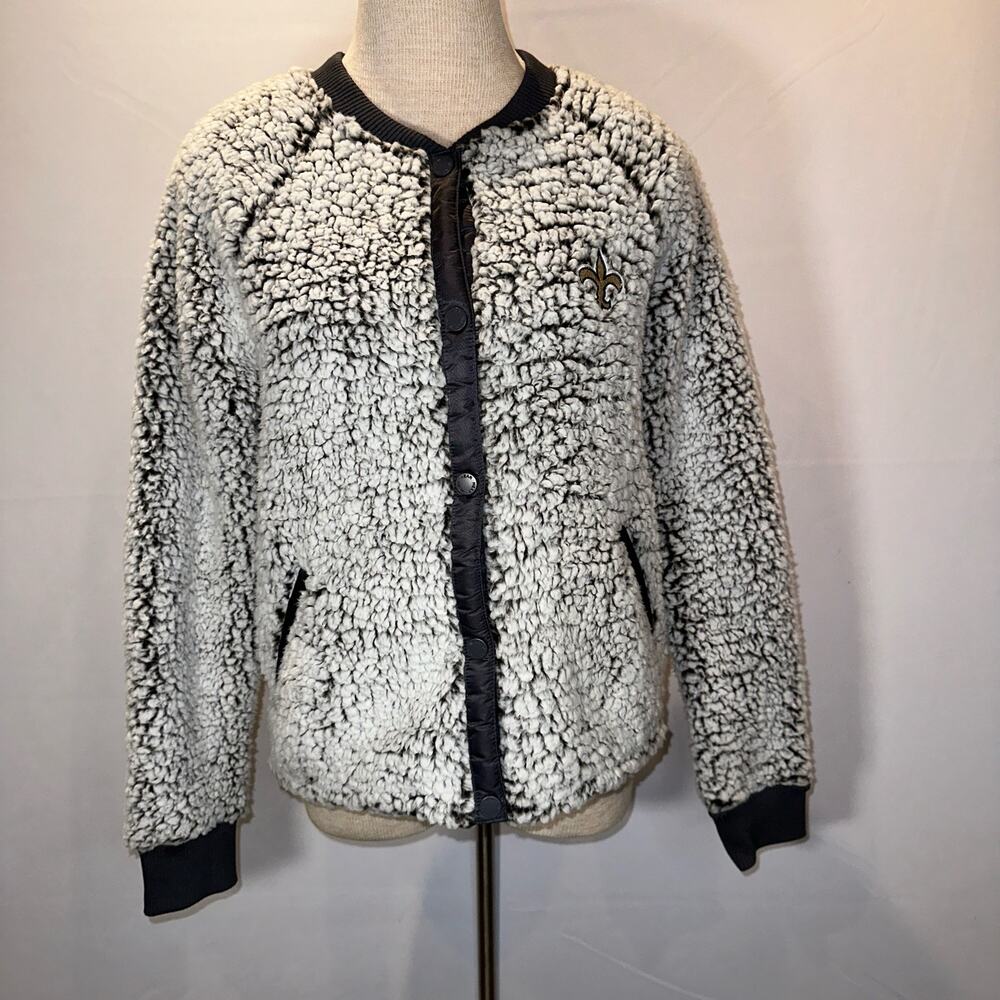 Wear by Erin Andrews Sherpa New Orleans NFL Jacket Women Bomber Size Small NWT